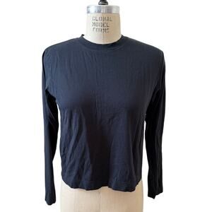 AYR The Slushy Pima Cotton Long Sleeve Black T-Shirt Size Small